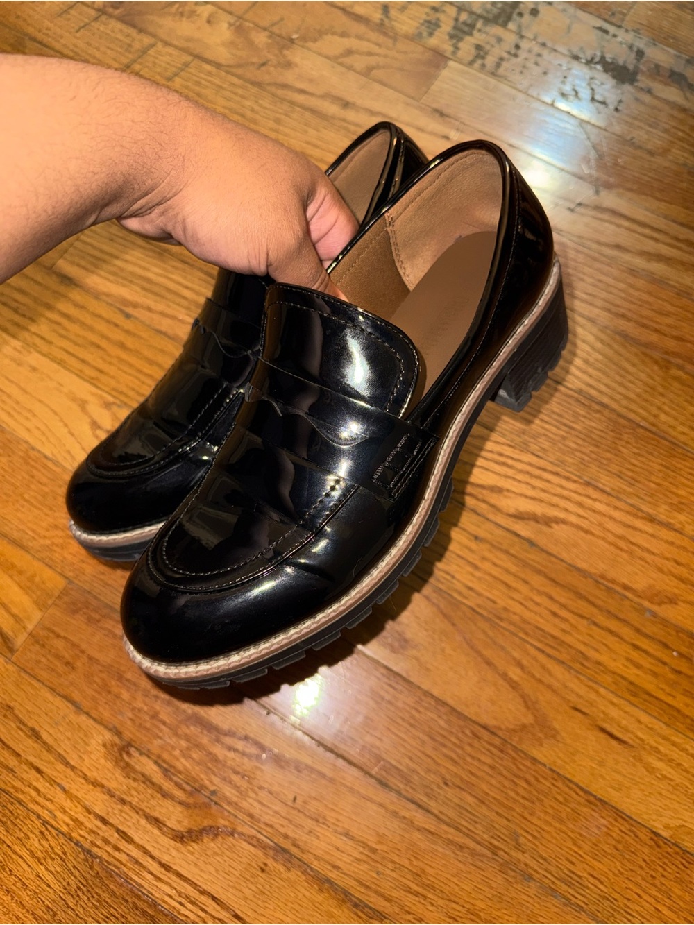 Classic Black Patent Penny Loafers for Women